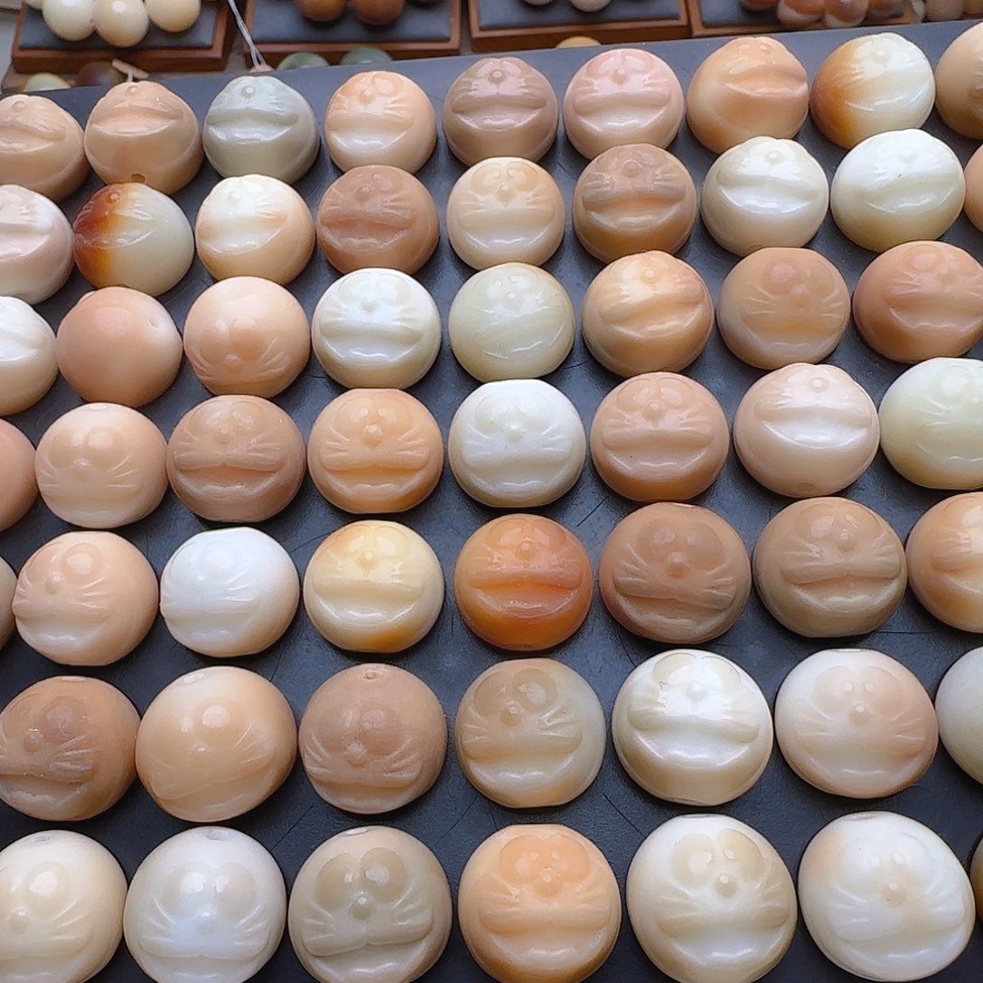 手串菩提根/象牙果雕刻福利-机器猫19mm13颗
