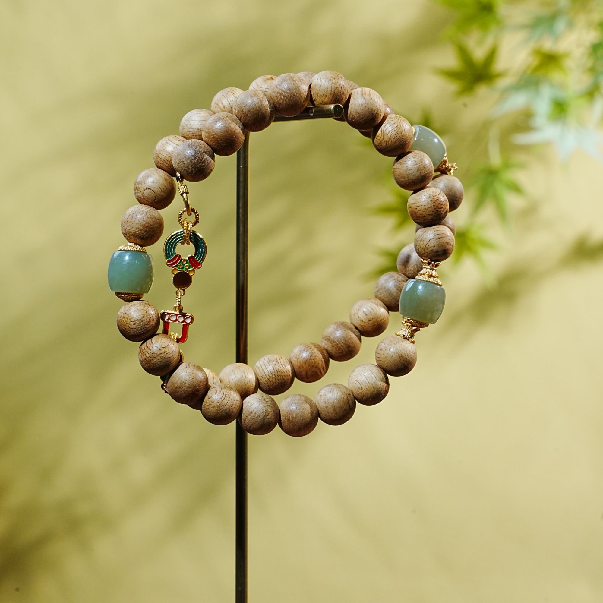 惠安土沉黄油粗纹老料沉香双圈DY手串 0.9cm 12.43g 251009114 F 