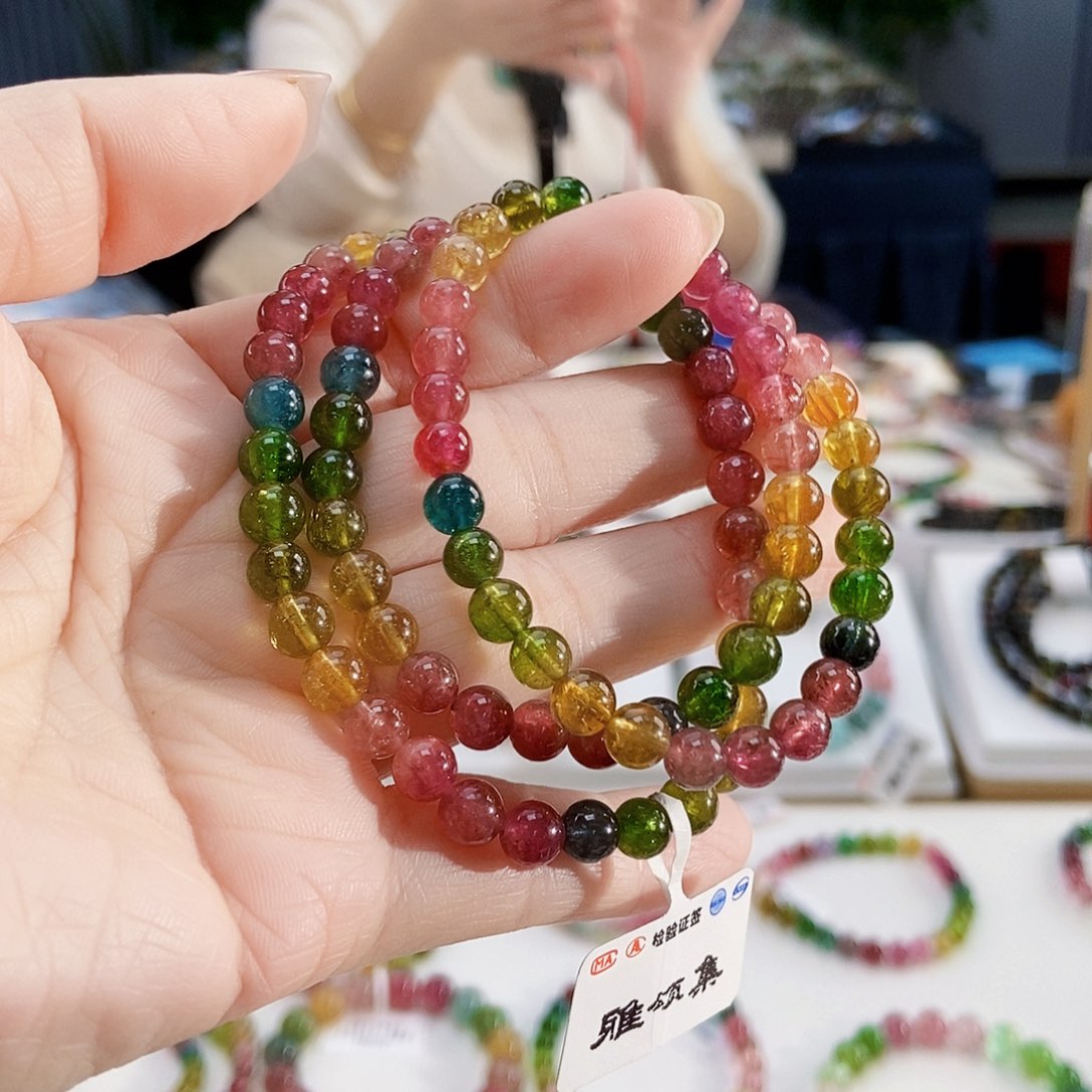 碧玺手链未镶嵌G2132三圈微色差发一