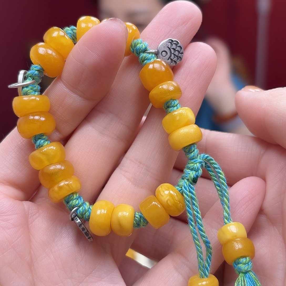 琥珀裸石未镶嵌35手绳