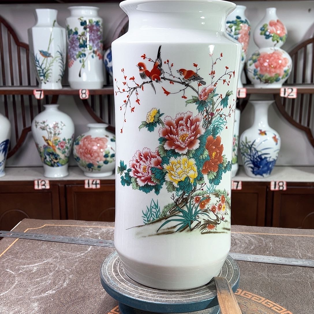 摆件景德镇陶瓷书牡丹