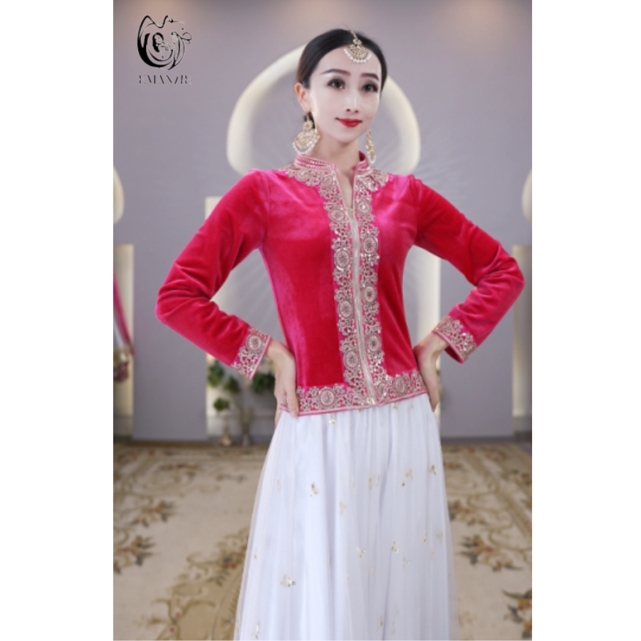 E5203依曼之舞异域风情刺绣上衣民族修身百搭跳舞新疆舞蹈服装