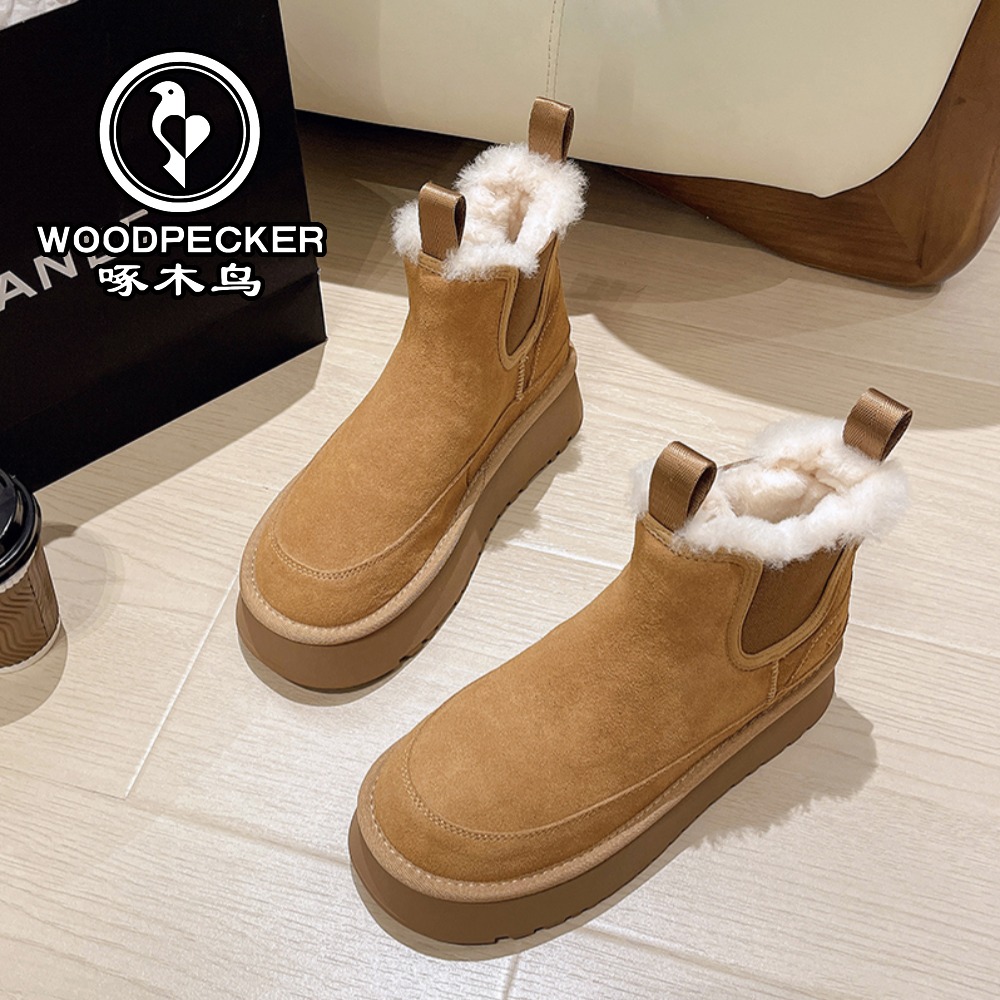 啄木鸟雪地靴【反季清货】女秋冬季时尚短靴加绒加厚保暖棉鞋