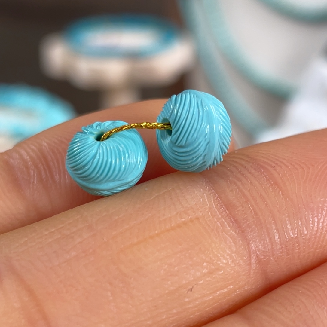 绿松石未镶嵌套链精品羽毛珠8mm