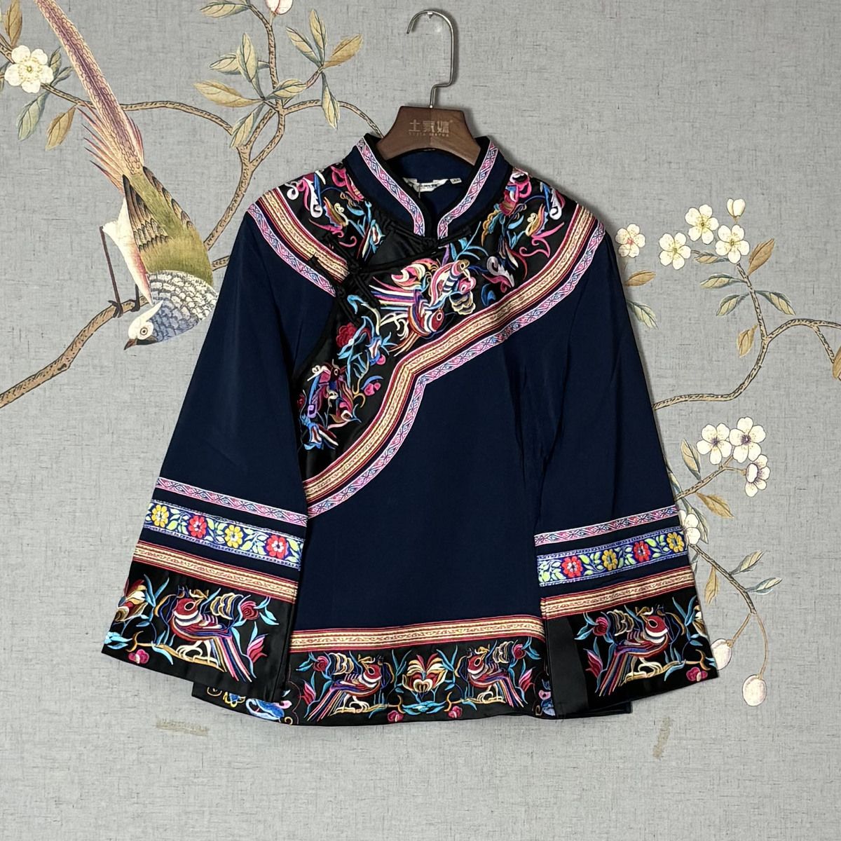 土家妹（工厂清仓)厚款传统民族服饰刺绣土家族苗族9分袖上衣1202