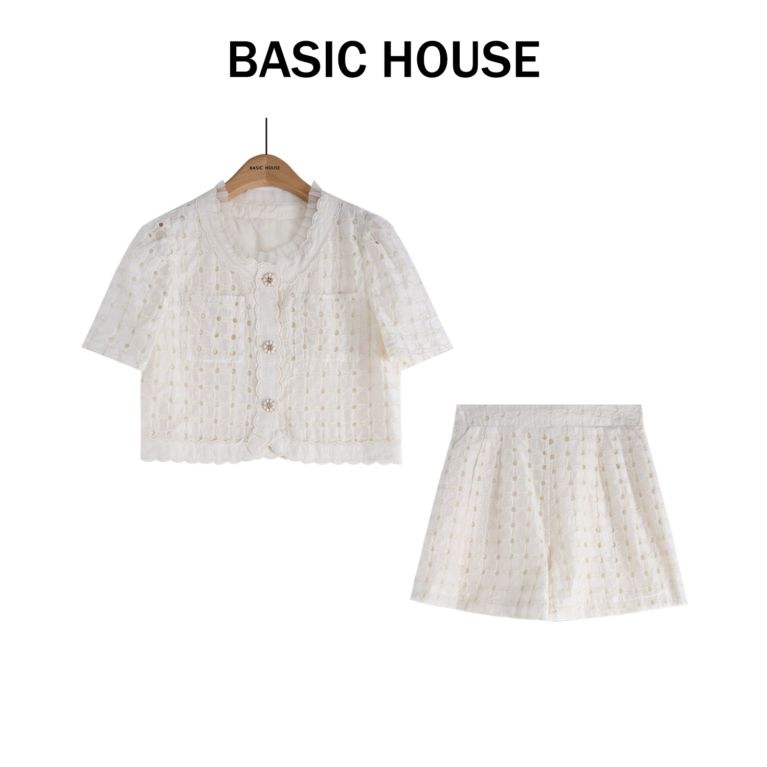 Basic House/百家好A夏季新款百搭气质轻奢时尚套装B1335B57732