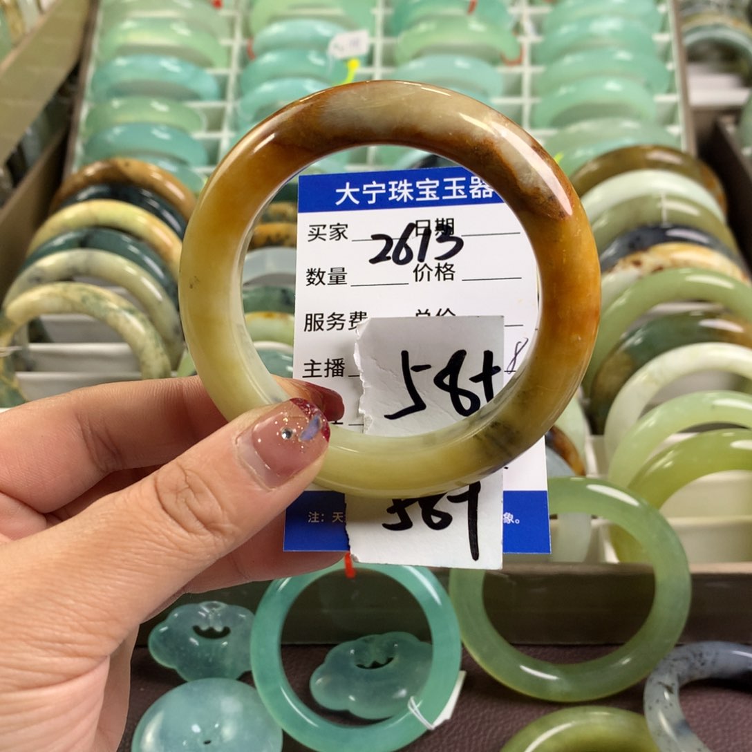 蛇纹石玉手镯合金2613