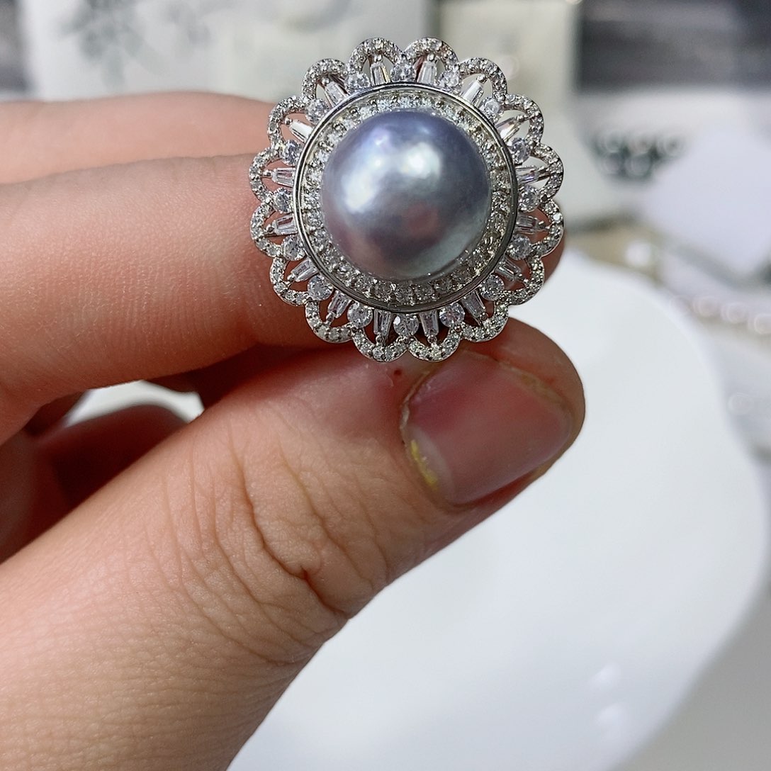 海水珍珠戒指银S925镶嵌