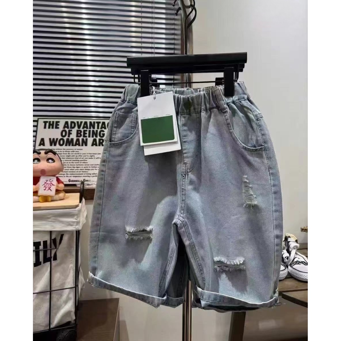 儿童2025夏季新款时尚破洞牛仔短裤B2432