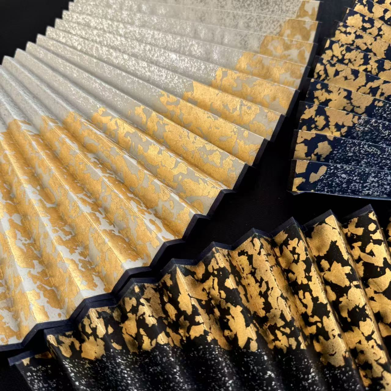 飞燕 纯手工95/85寸斜洒金银洒金文玩空白扇面铲子秋扇折扇定制