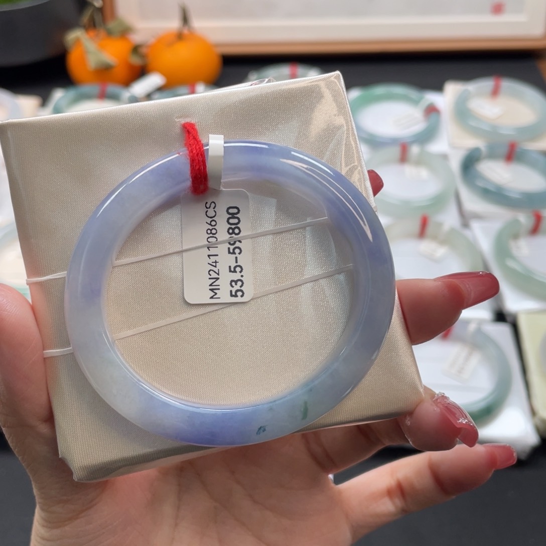 【闪购商品】翡翠手镯未镶嵌紫气东来艳紫贵妃53.5圈口30号