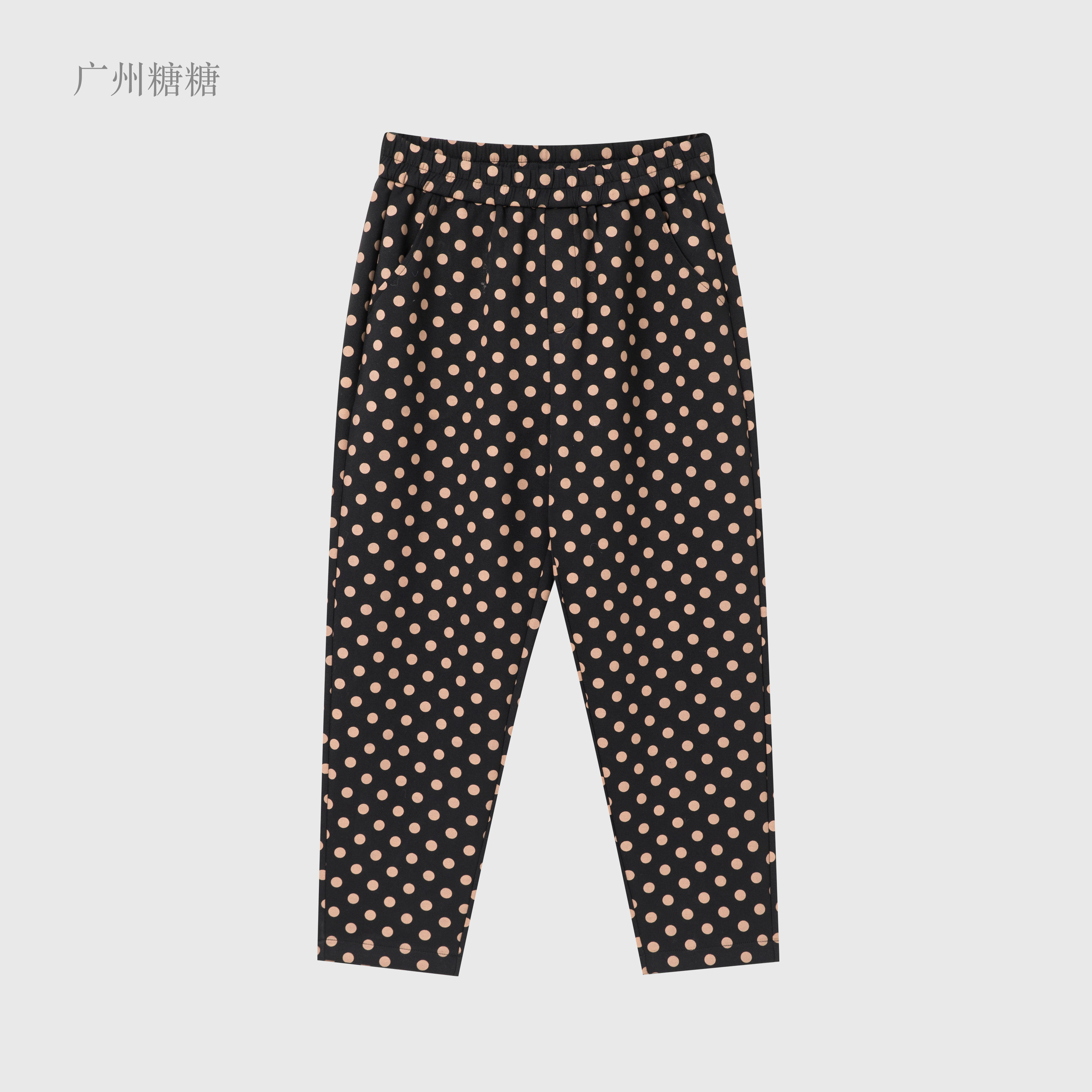 FL夏季新款380g色织空气层时尚休闲弹力九分波点裤【6866】