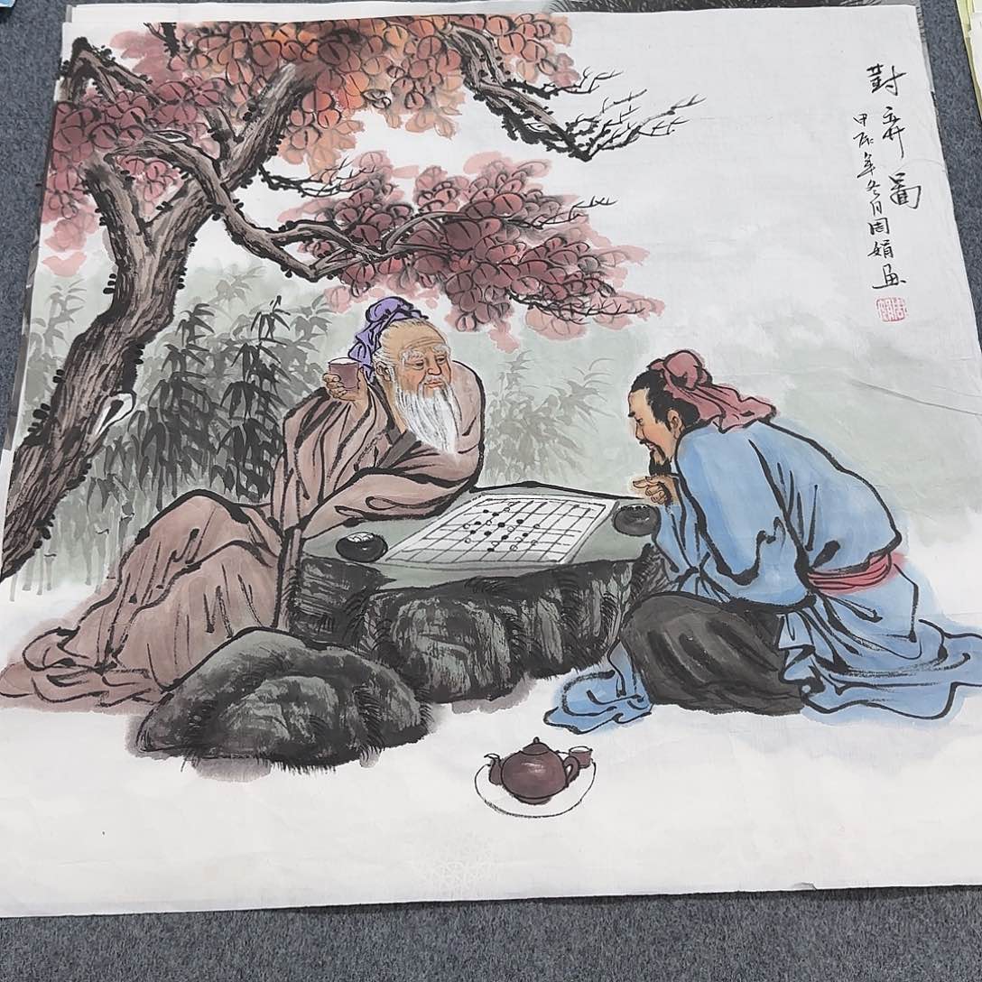 国画尺寸70X70手绘作品