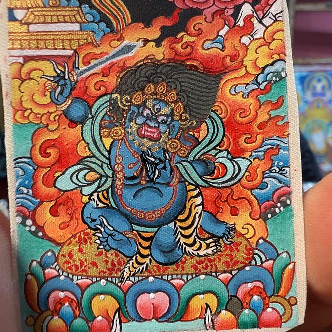 吊坠纯手绘唐卡不动