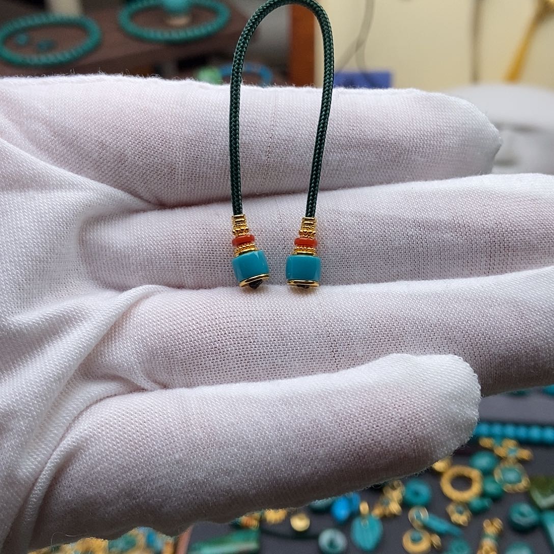 ****绿松石18K金镶嵌绿松石配饰h