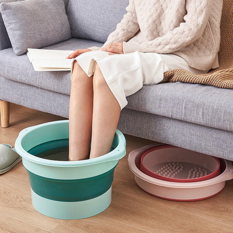 新疆包邮-可折叠泡脚盆洗脚桶按摩洗浴盆泡脚桶加厚居家日用