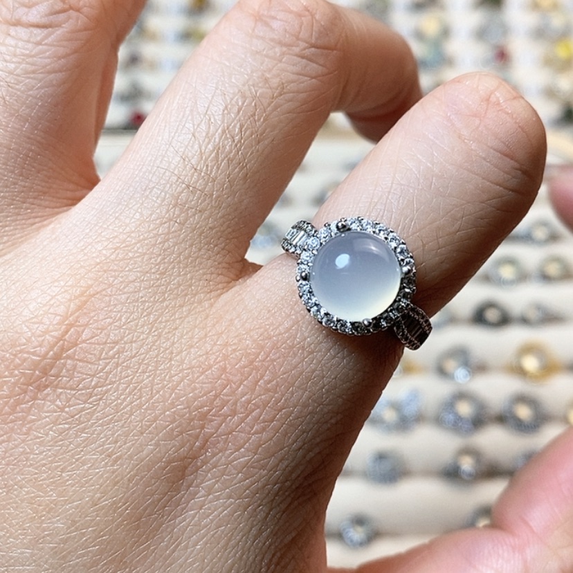 【闪购商品】岫玉戒指银S925镶嵌新疆西藏不包邮