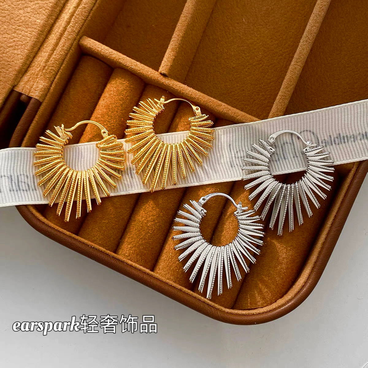 EarSpark 黄铜耳饰 【太阳花】轻奢耳环时尚个性
