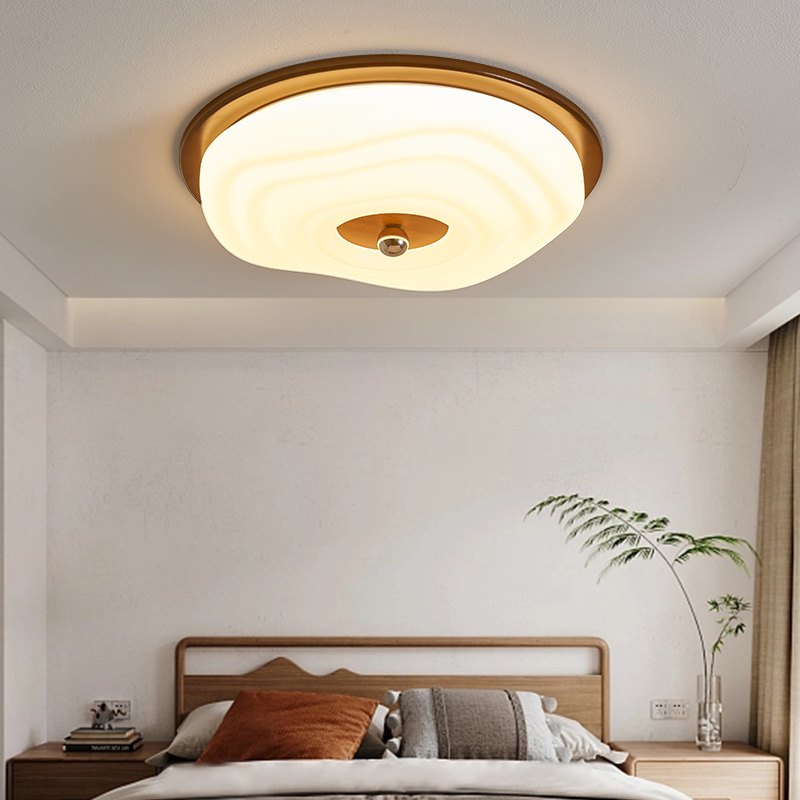 卧室灯中古风复古创意全光谱圆形卧室书房客厅护眼吸顶灯简约家用