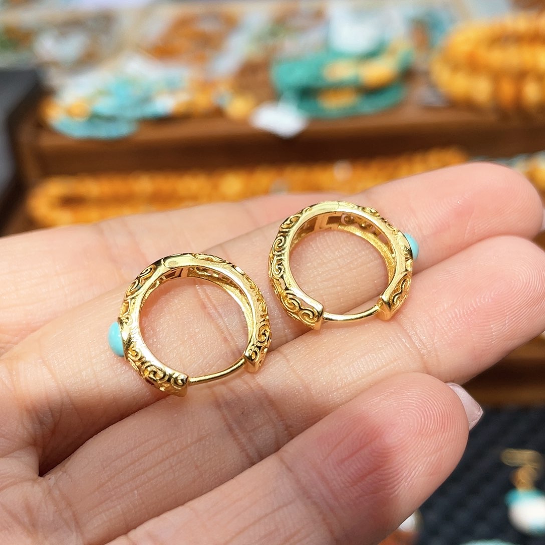 琥珀手链未镶嵌耳坠一对