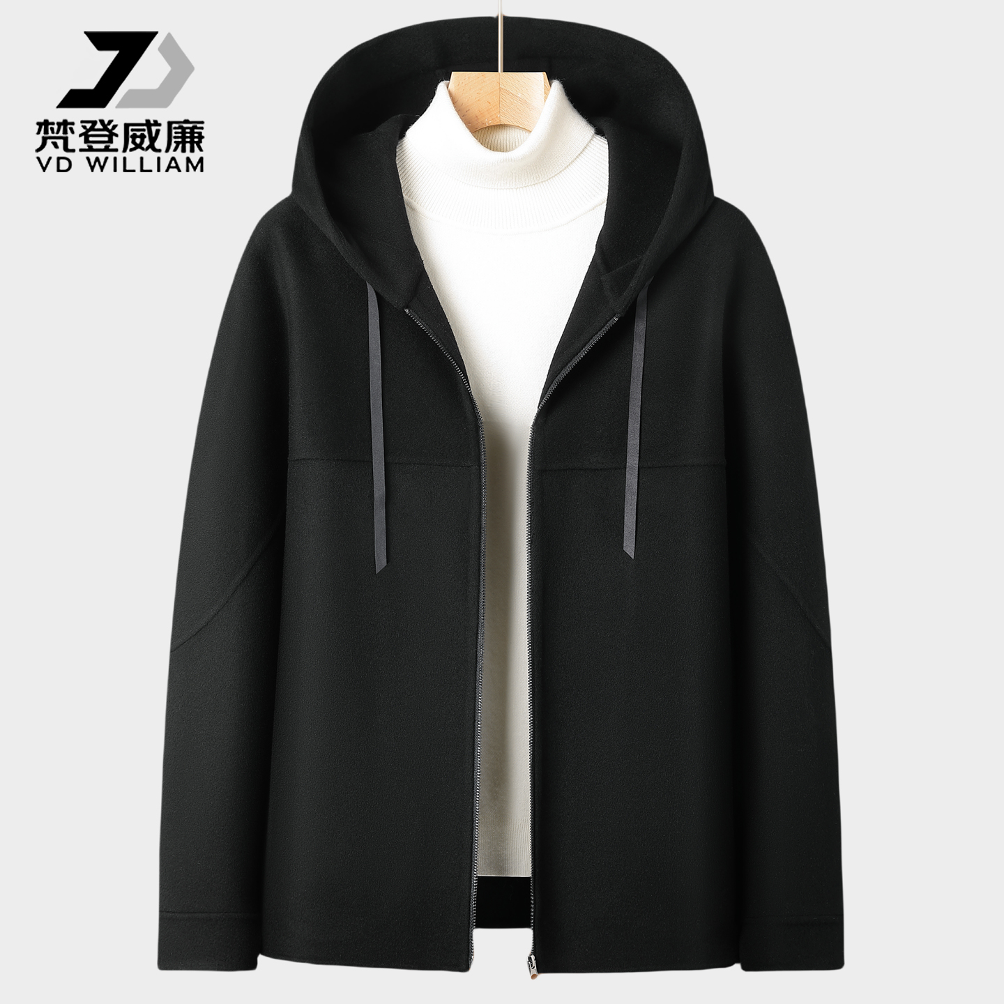 2025年秋冬款男士连帽100羊毛休闲短款夹克