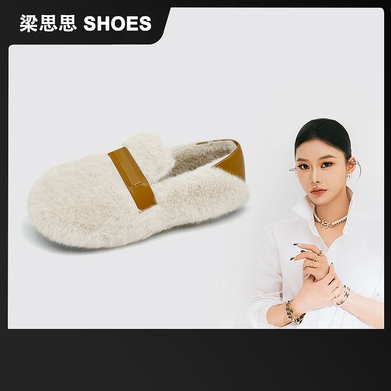 梁思思SHOES2025冬季新款厚底毛毛鞋两穿一脚蹬-321