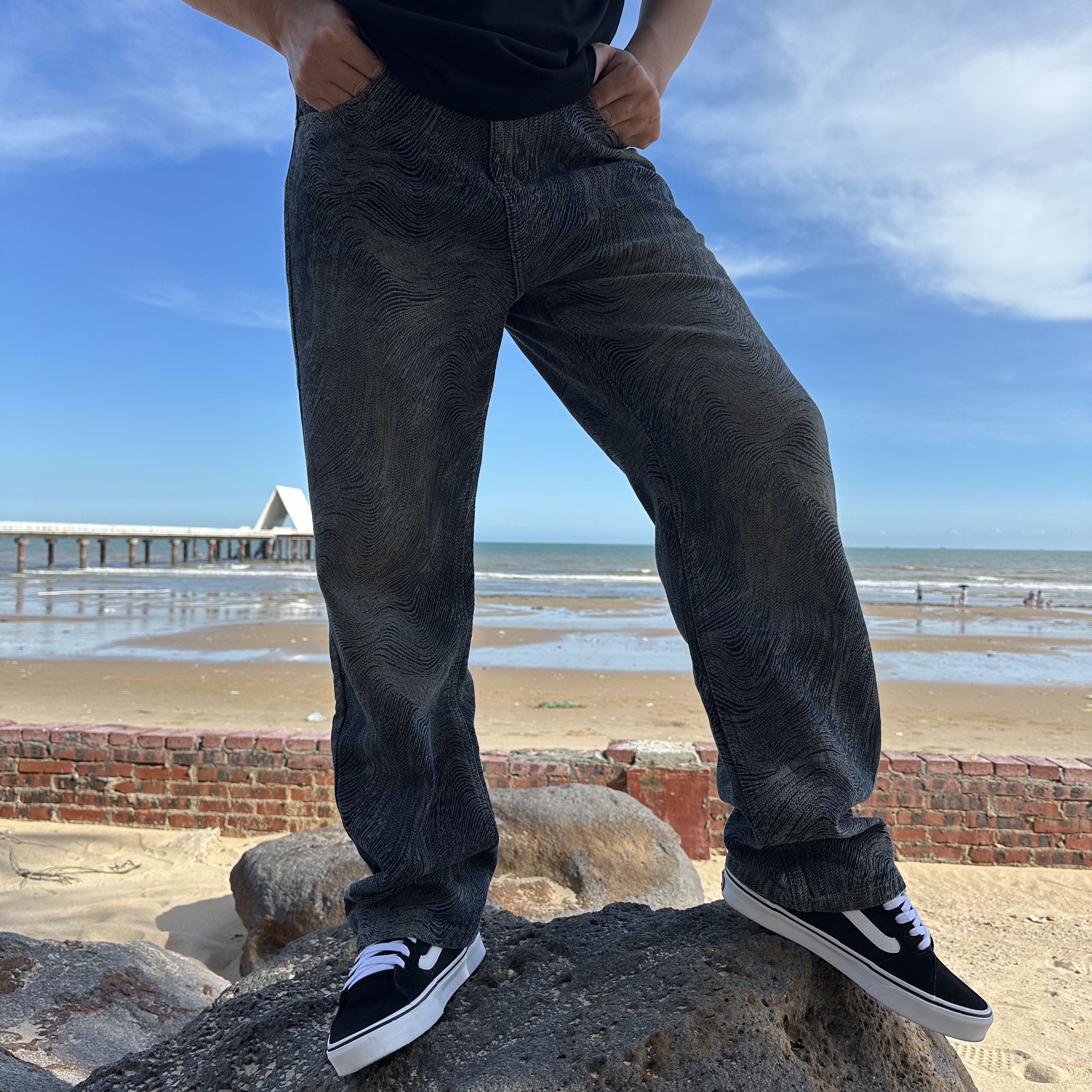 【赤原】全新纳米洗水高街高街宽松秋冬牛仔裤百搭裤子男士复古