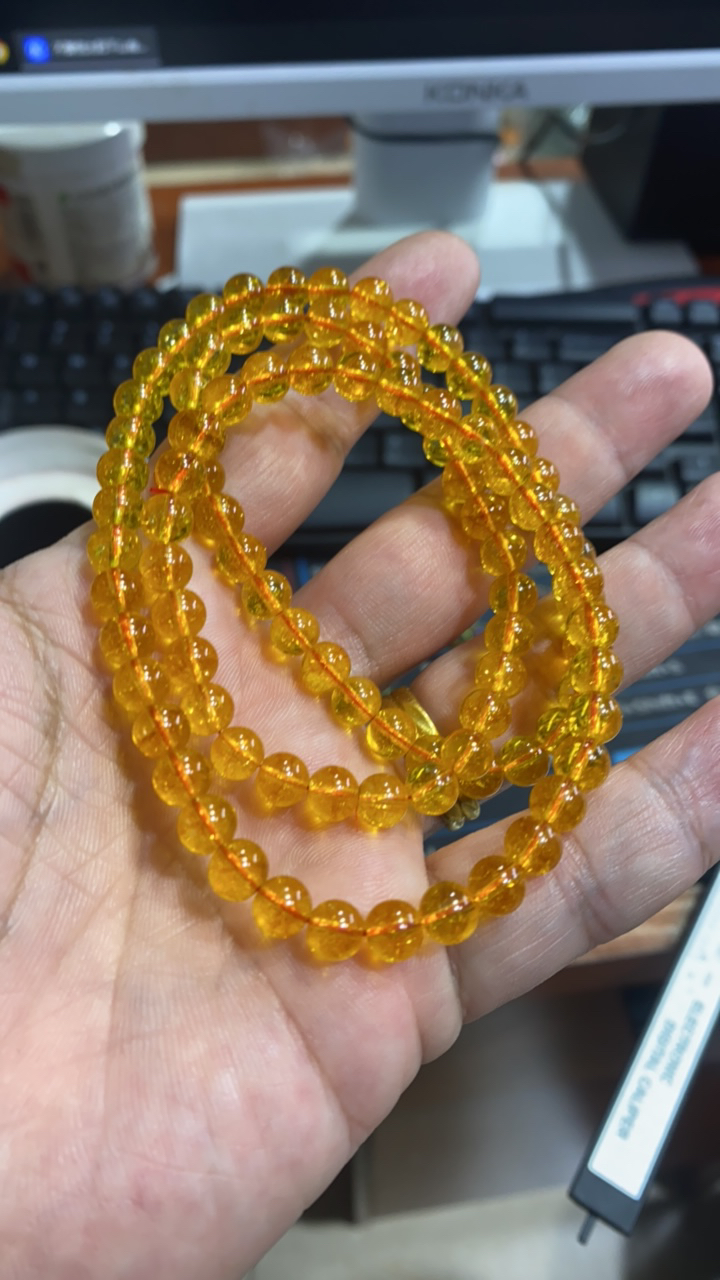 D 517  卡6 金发三圈手串