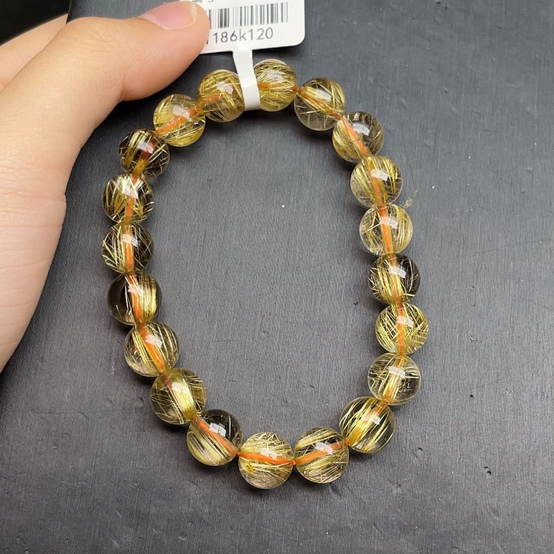 珍***妮未镶嵌手链水晶金发晶9.7mm左右