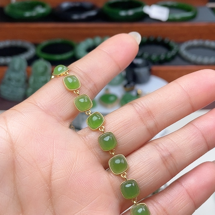 和田玉（碧玉）手链银S925镶嵌