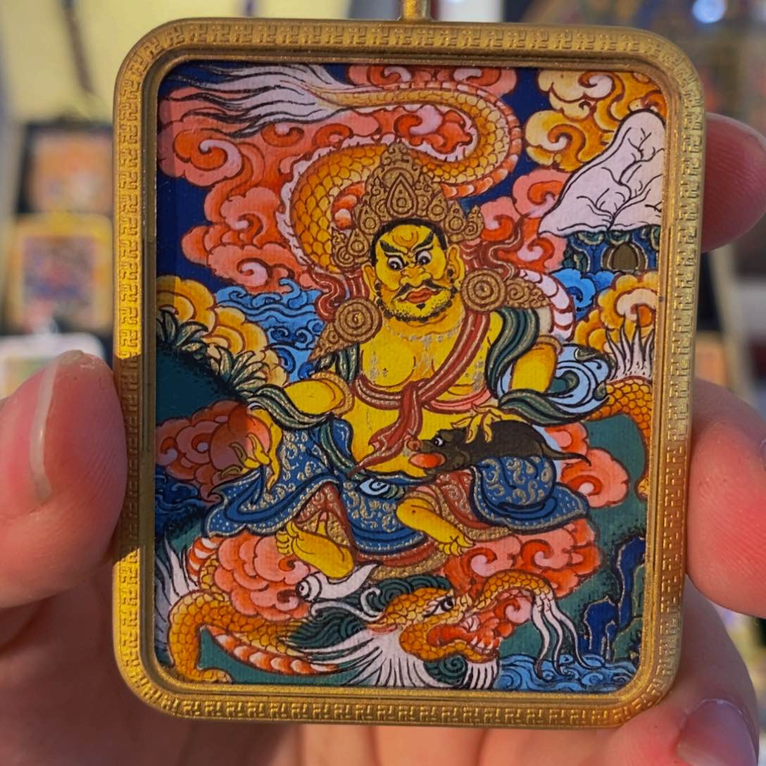 吊坠纯手绘黄c唐卡