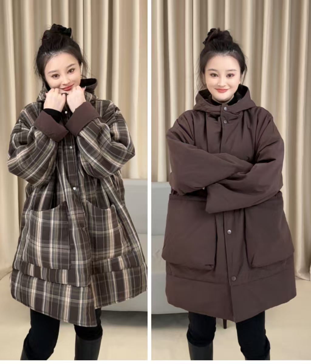 2025年冬季女士新款加厚百搭棉袄连帽外套0889