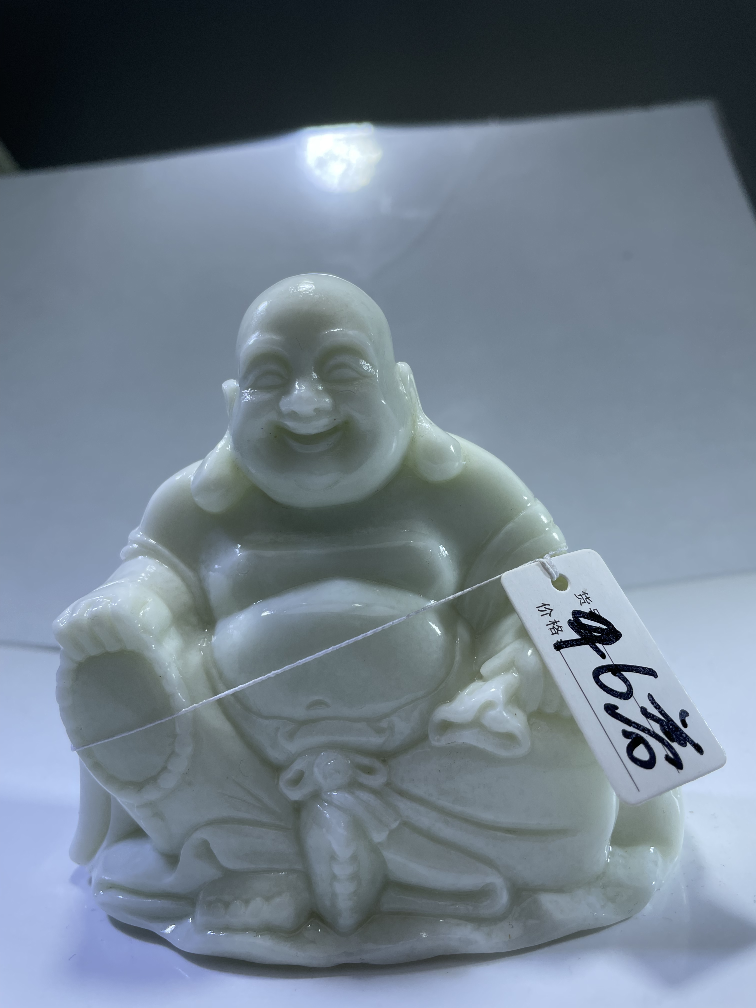 岫玉翠玉方解石玉摆件肚佛好9.6厘米