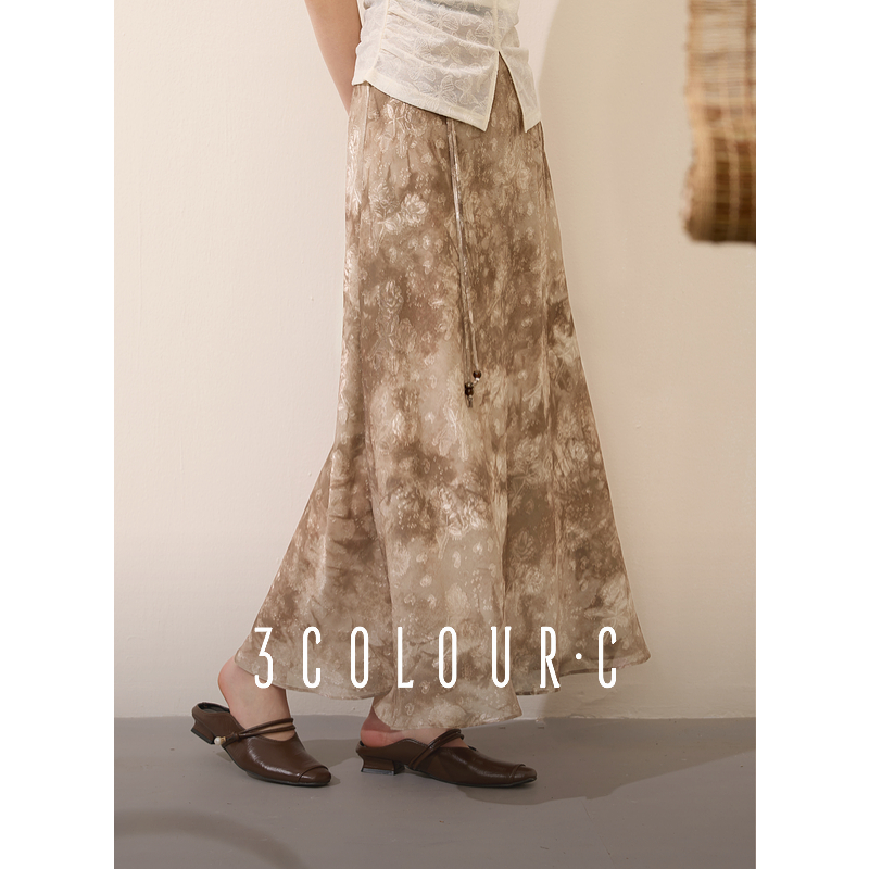 0608三彩【流云烟霞】2025春季新款新中式半身裙提花印花鱼尾dbq