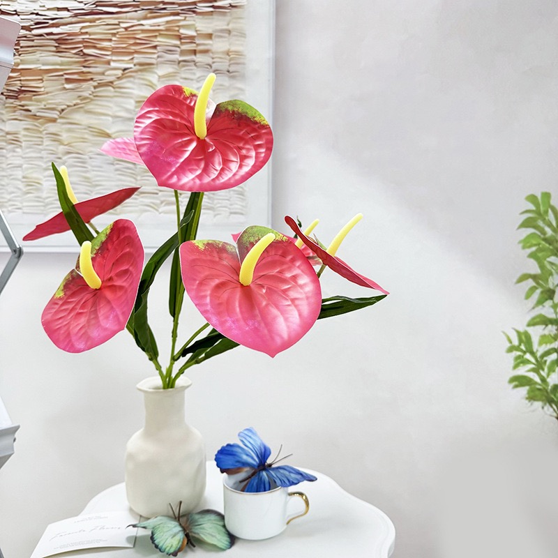 （5枝）7叉红掌家居客厅餐桌装饰假花样板间橱窗布景