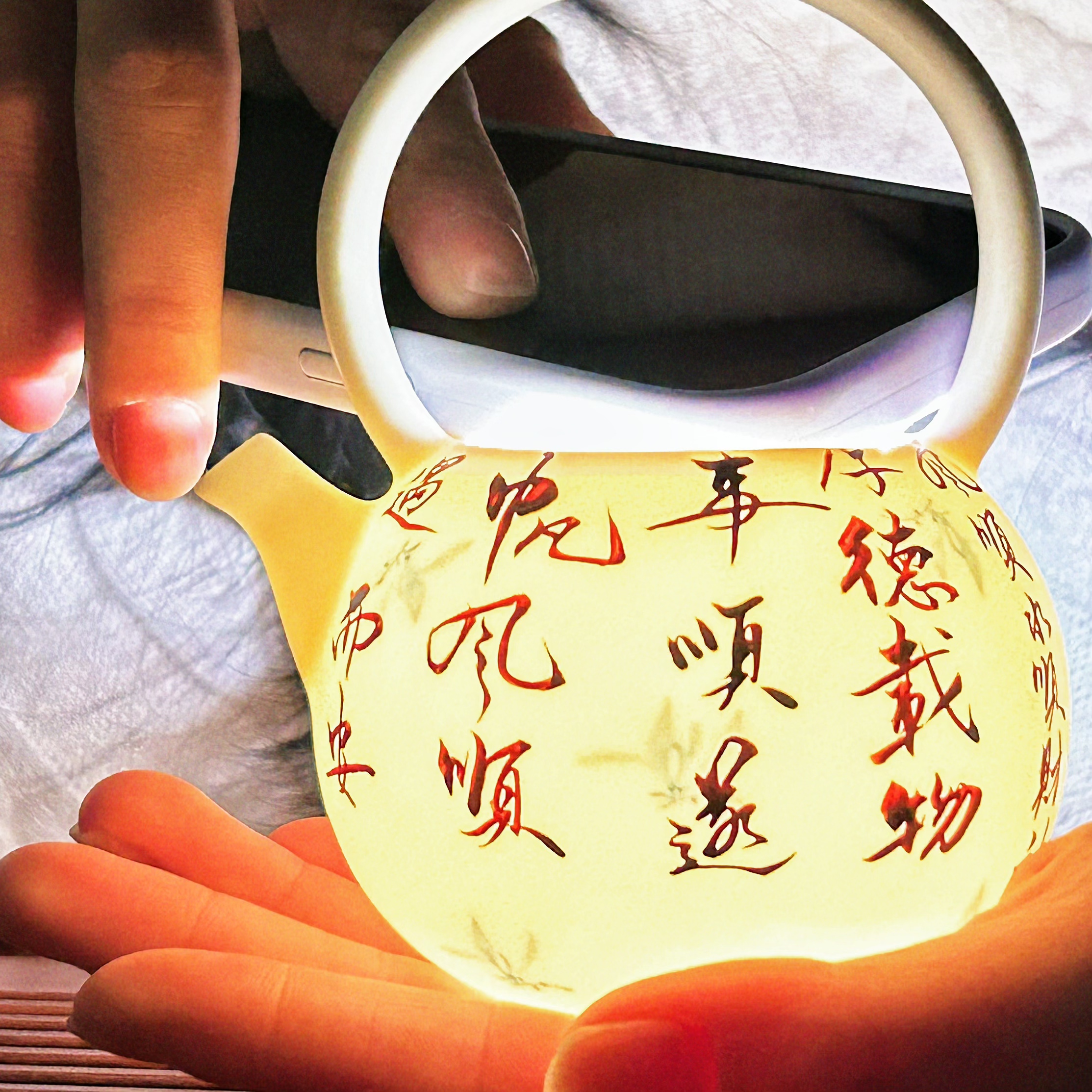 【兰花福运】全手工手绘国礼瓷茶壶茶具陶瓷礼家用功夫围炉煮提梁壶