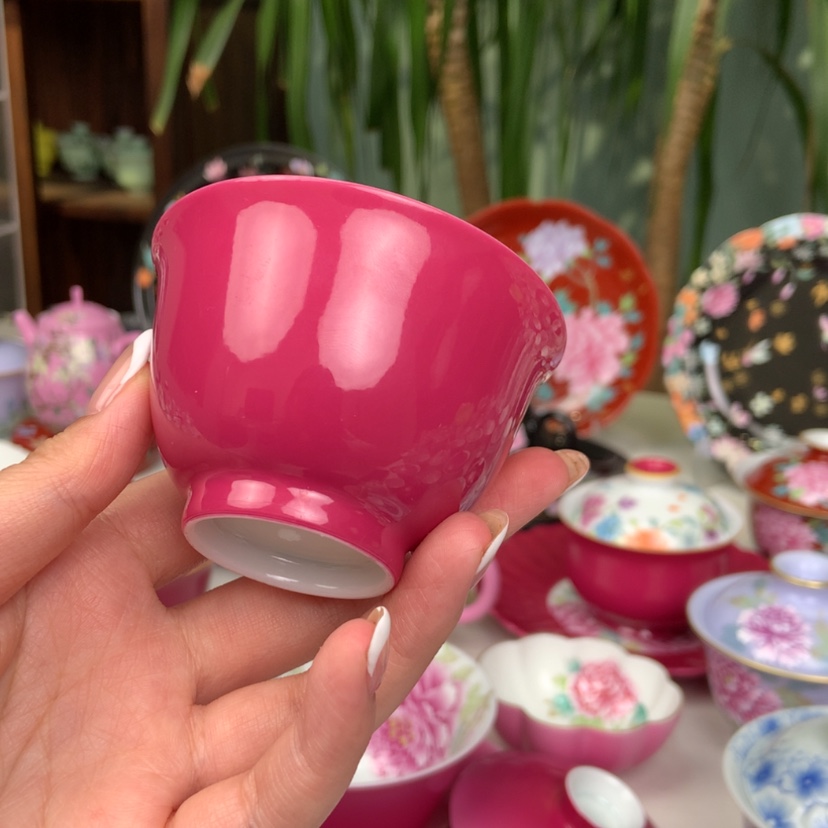【闪购商品】胭脂红纯色景德镇陶瓷