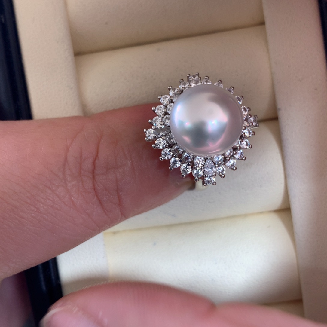 海水珍珠戒指银S925镶嵌