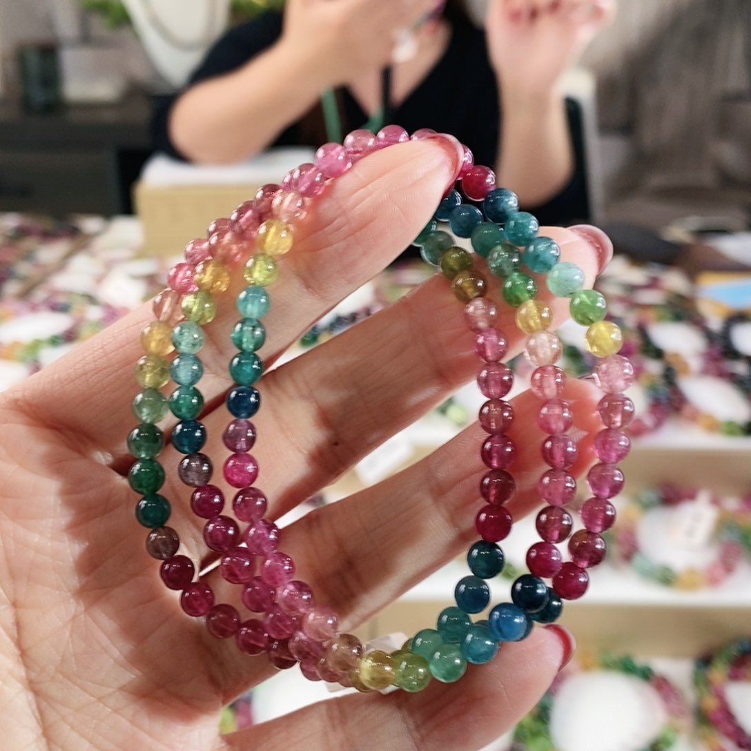 碧玺手串未镶嵌G2353三圈颜色微差