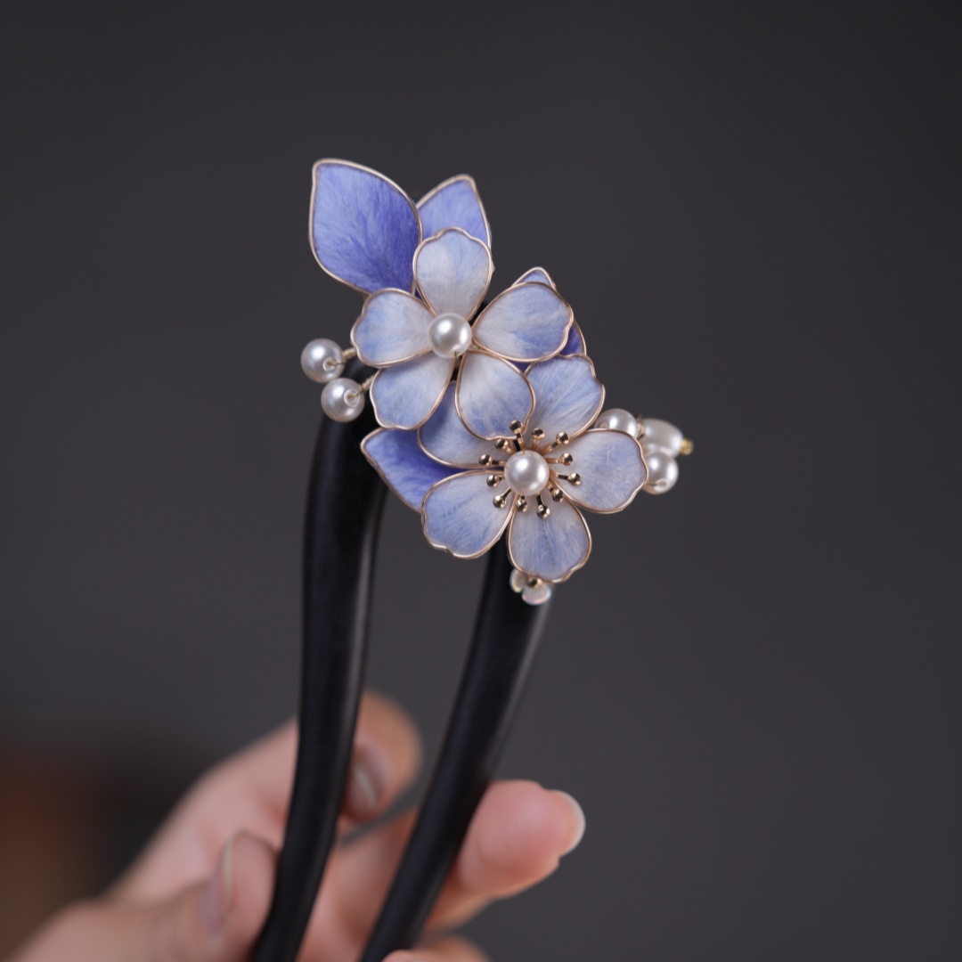 【蓝韵】绒簪阁/非遗手工绒花U簪 国风搭配送礼