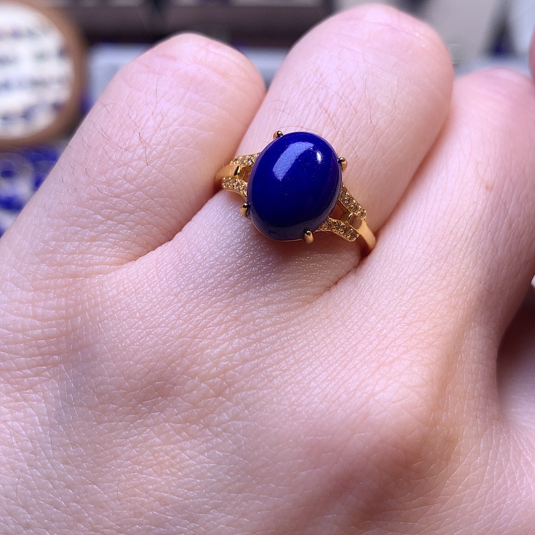 青金石银S925镶嵌戒指10.8m