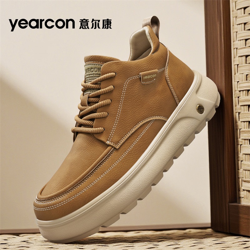 意尔康马丁靴男款冬季新款潮流百搭高帮工装靴男厚底增高大黄靴子