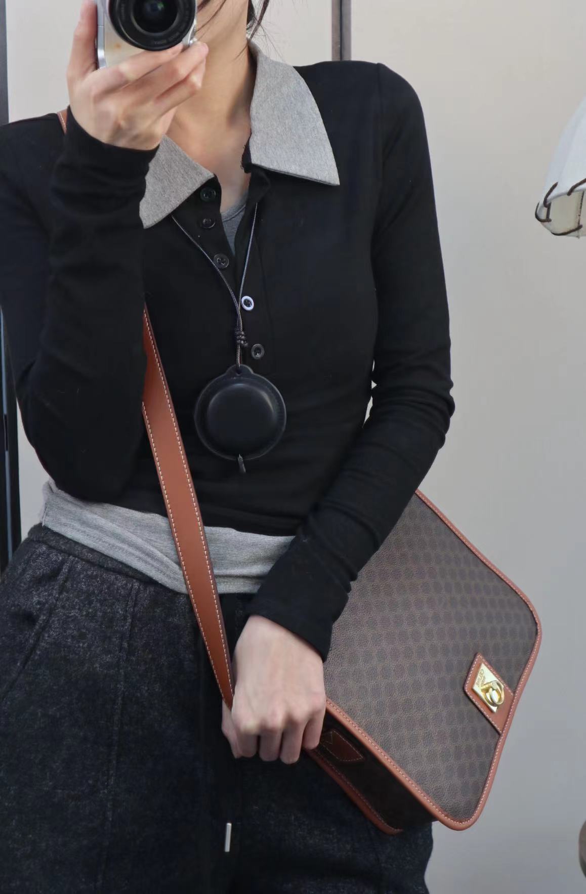 95新 Celine/思琳 老花金环斜挎包单肩包包/秋境中古 1123