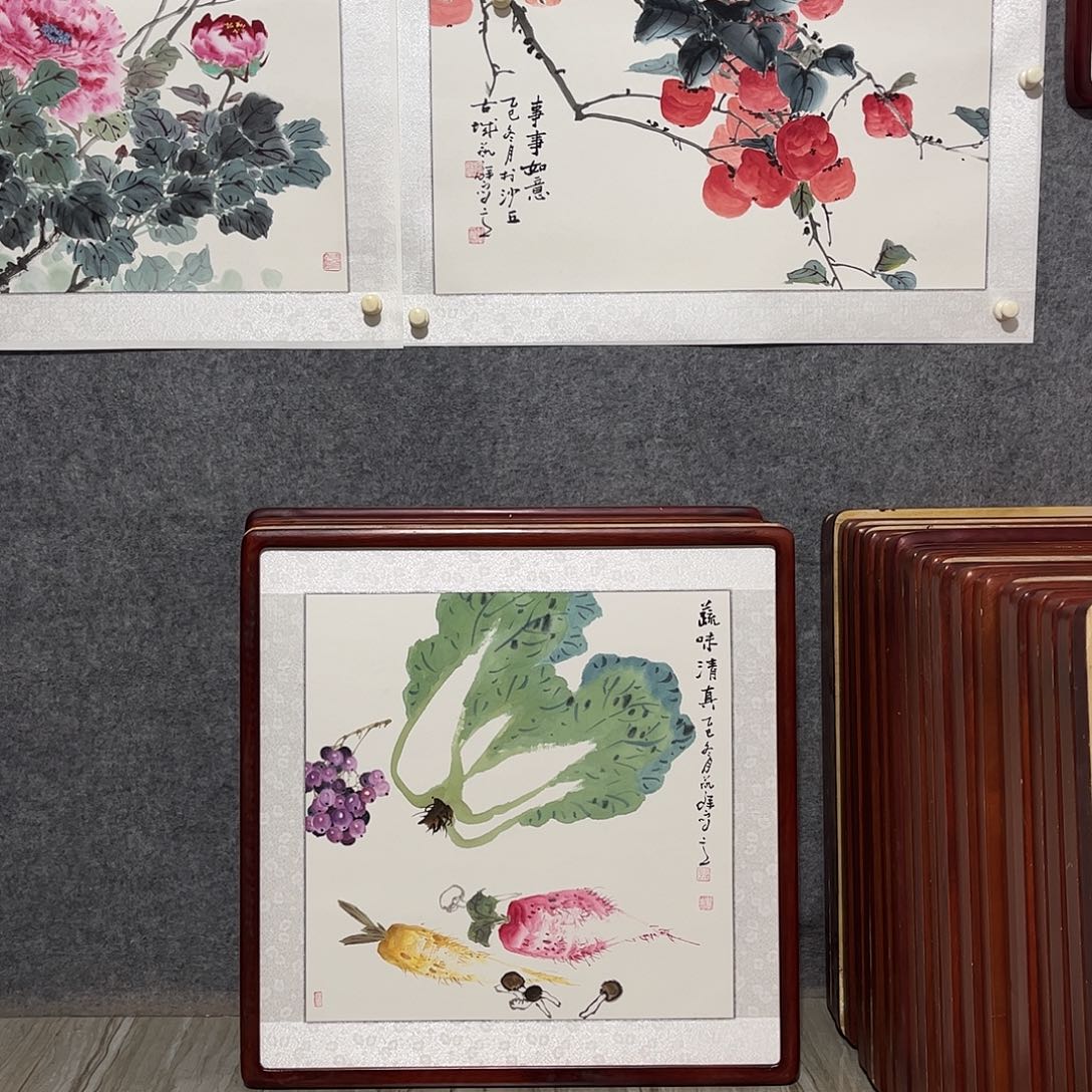 国画书画作品带框63×63