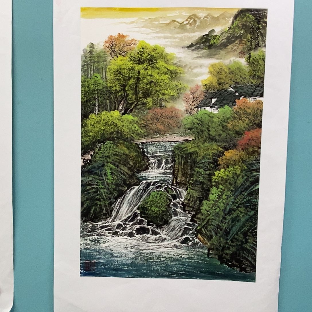 国画李文军教授作品，视频合影