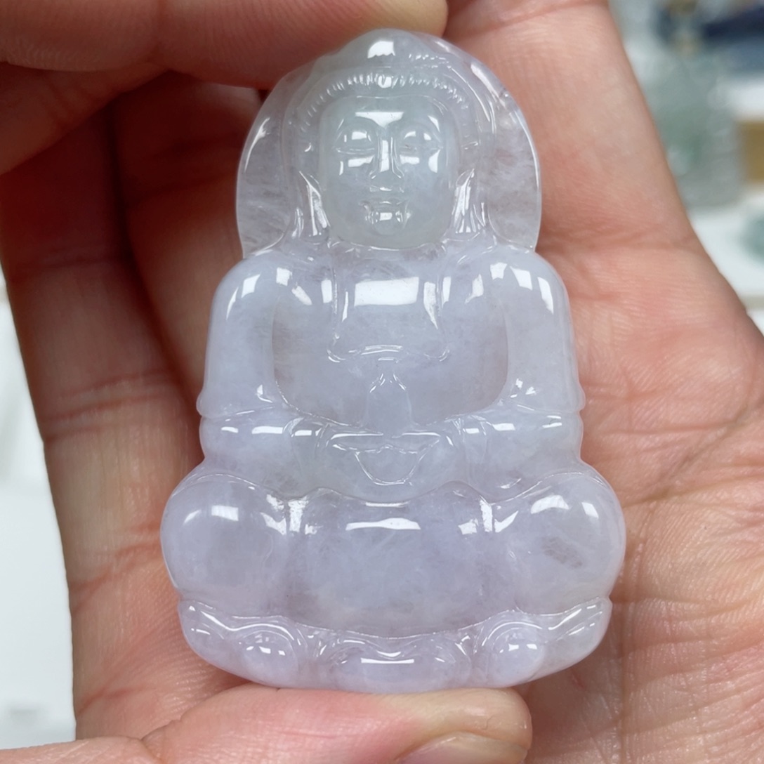 翡翠颈饰未镶嵌天然翡翠A货观音3号