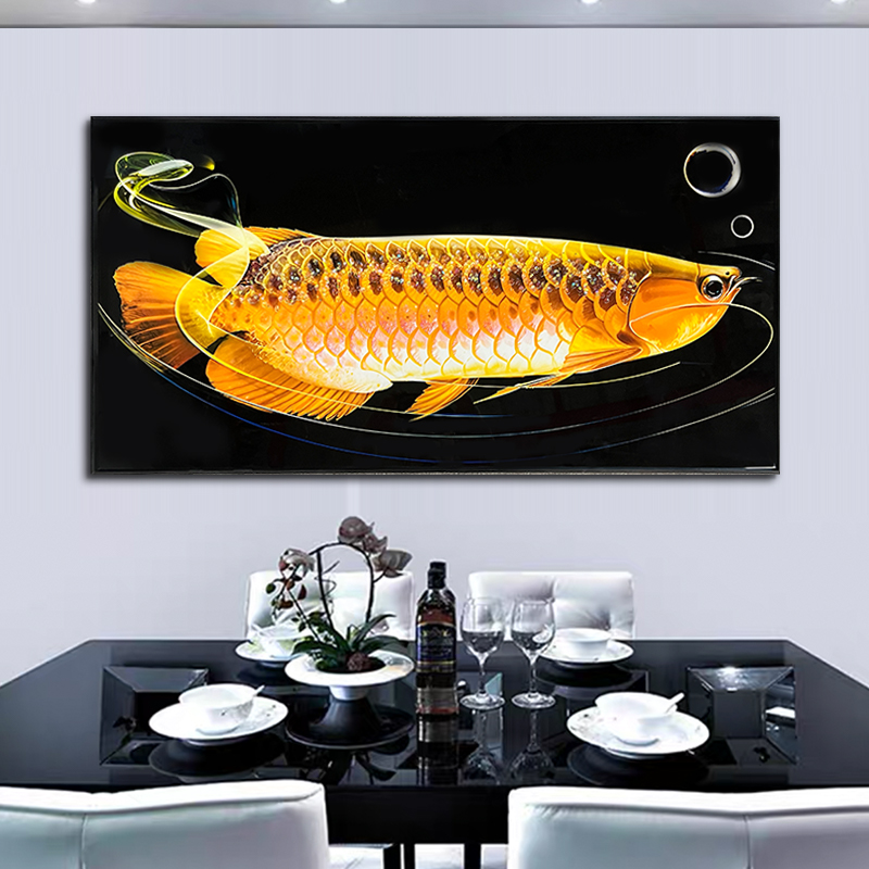 现代客厅晶瓷镶钻装饰画工艺沙发背景墙挂画jc138金龙鱼50100