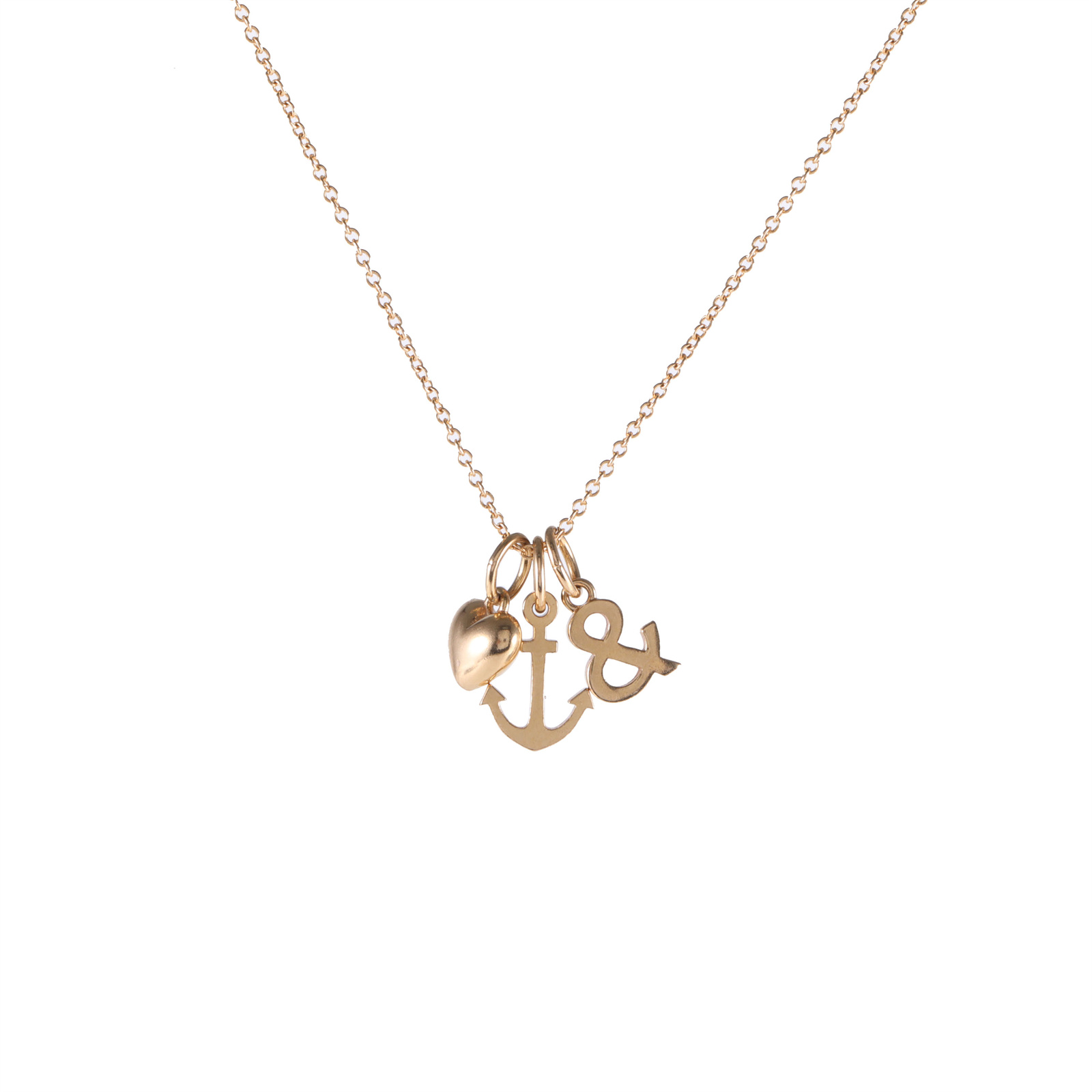 99新 Tiffany & Co./蒂芙尼 小花柳 玫瑰金波面心箭光金吊坠 项链