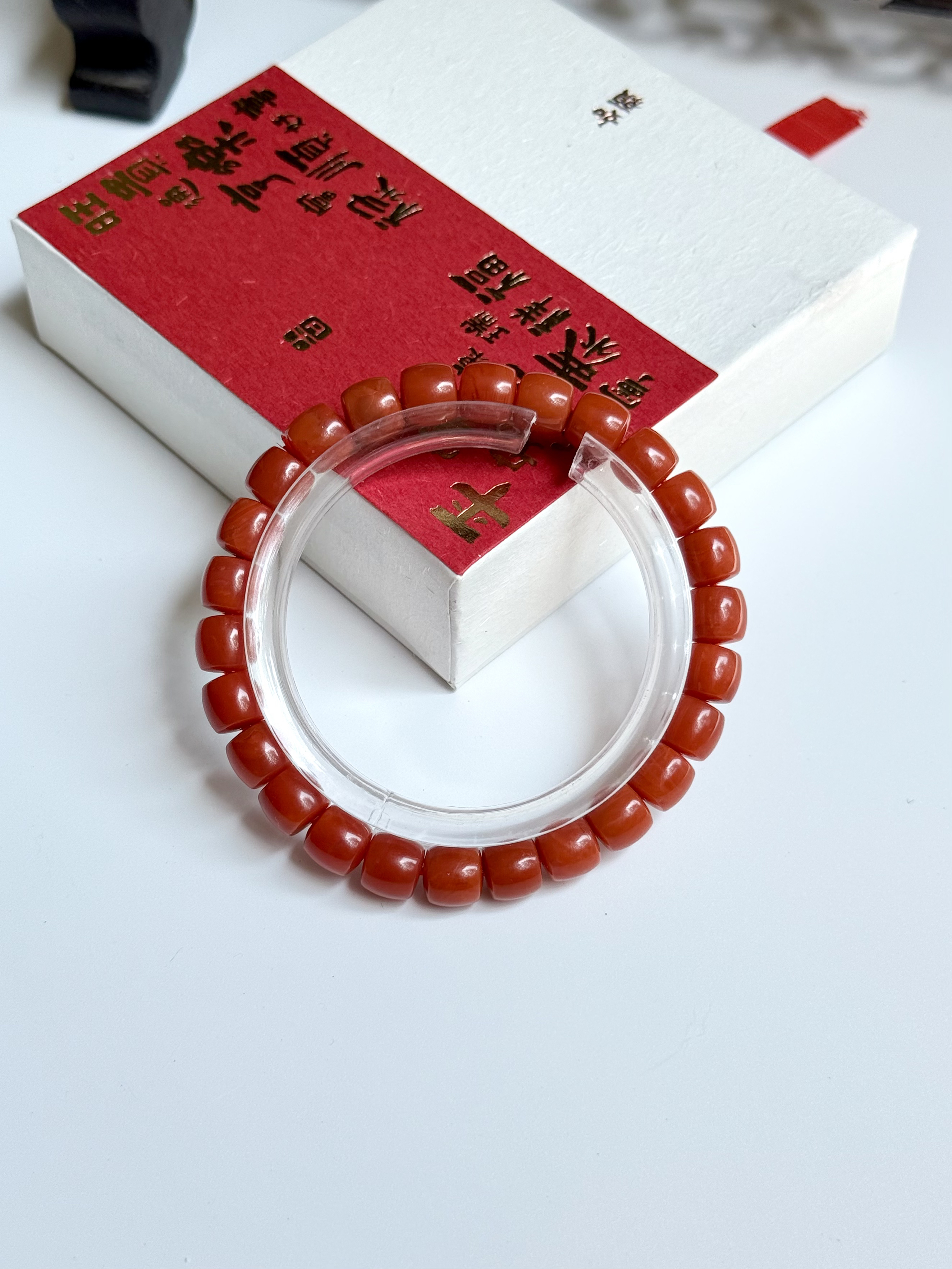天然川料南红柿子红直切手串8mm 男女款 适合手围16-20cm