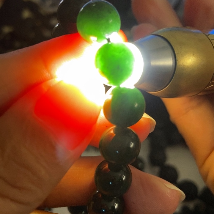 翡翠未镶嵌手链墨翠11